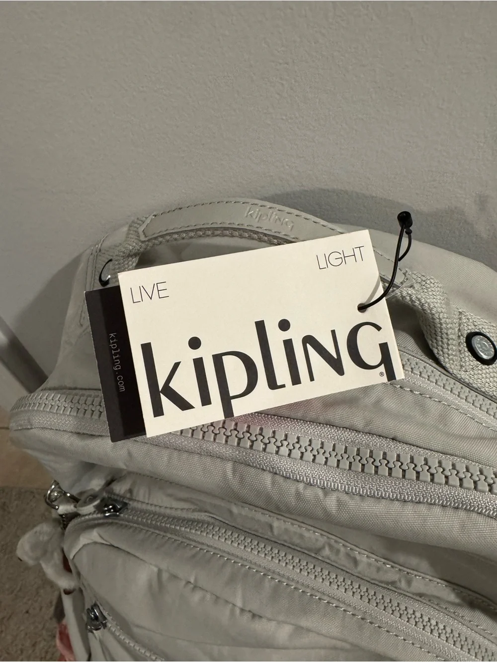 Kipling Cream Nylon Everyday Backpack with Front Pocket